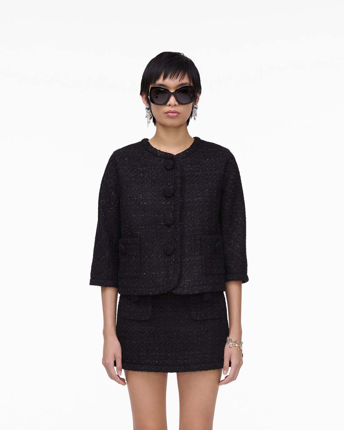 Tweed Backwards Lady Jacket Black - Marc Jacobs Signature