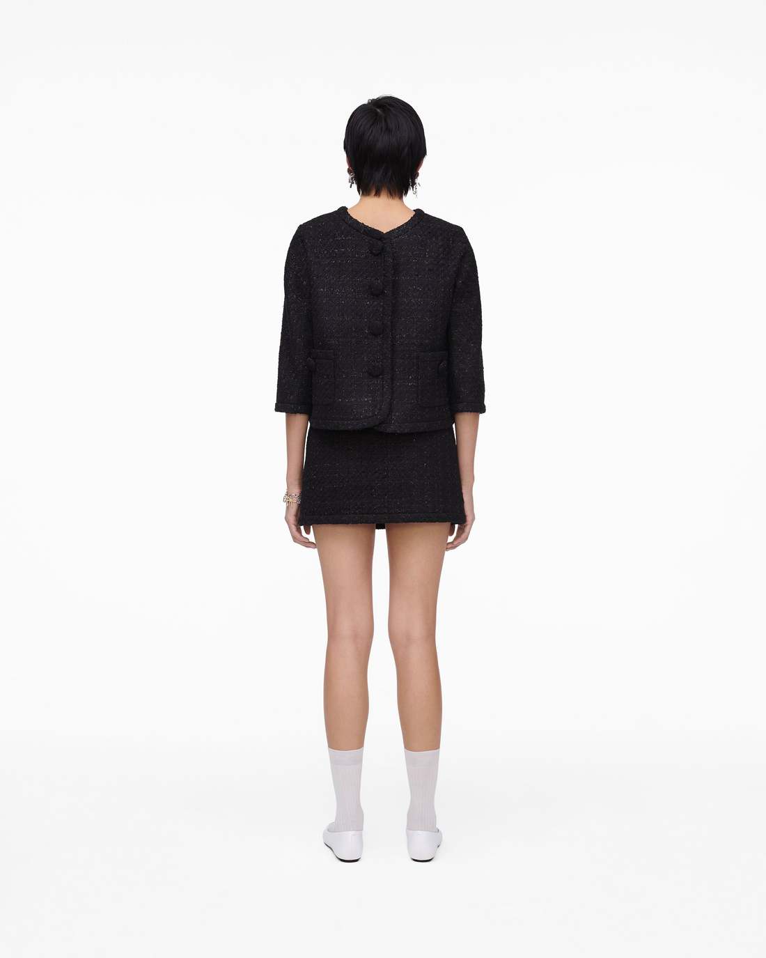Tweed Backwards Lady Jacket Black - Marc Jacobs Signature