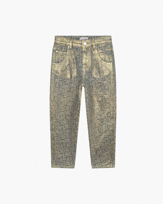 The Metallic Jumbled Logo Jeans Gold - Marc Jacobs New